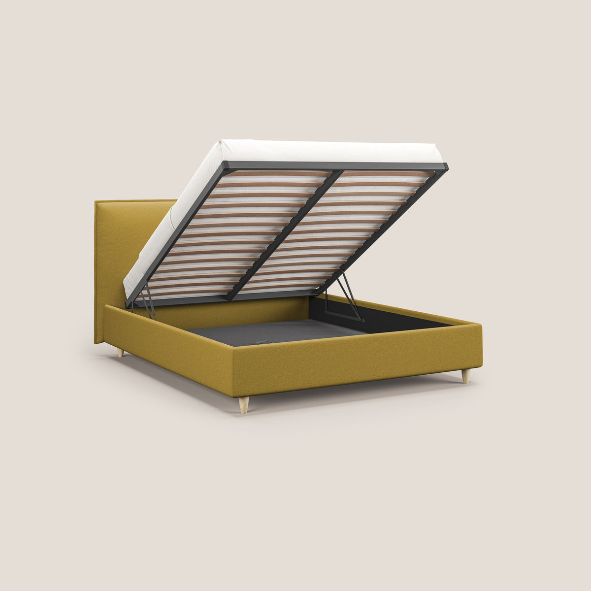 Costanza letto contenitore e sfoderabile in tessuto misto cotone impermeabile T13 giallo - divitt.sbs