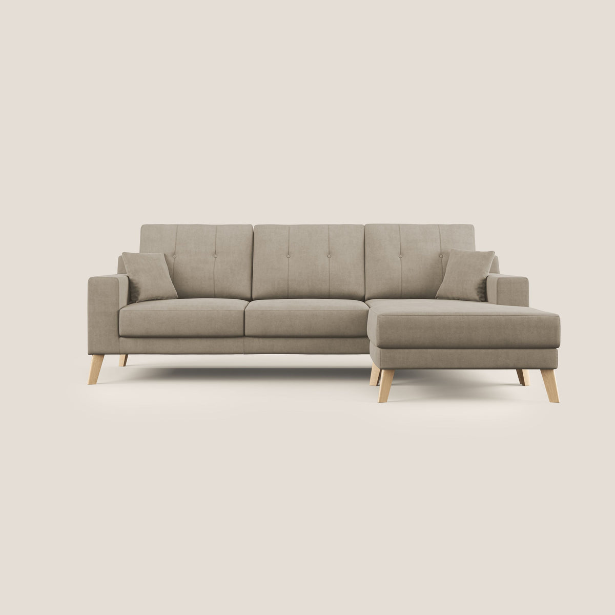Danish divano angolare REVERSIBILE in tessuto morbido impermeabile T02 beige - divitt.sbs