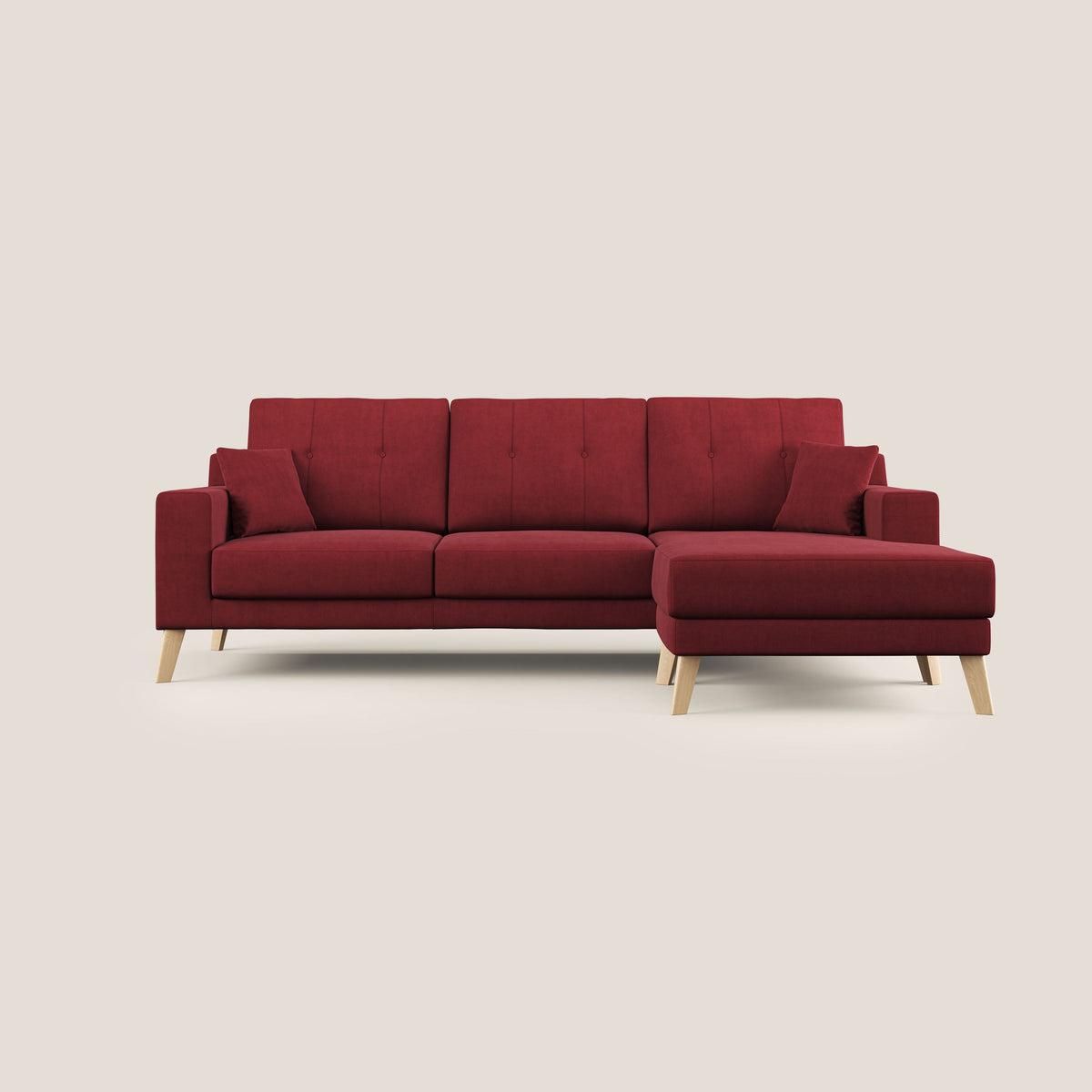 Danish divano angolare REVERSIBILE in tessuto morbido impermeabile T02 rosso - divitt.sbs
