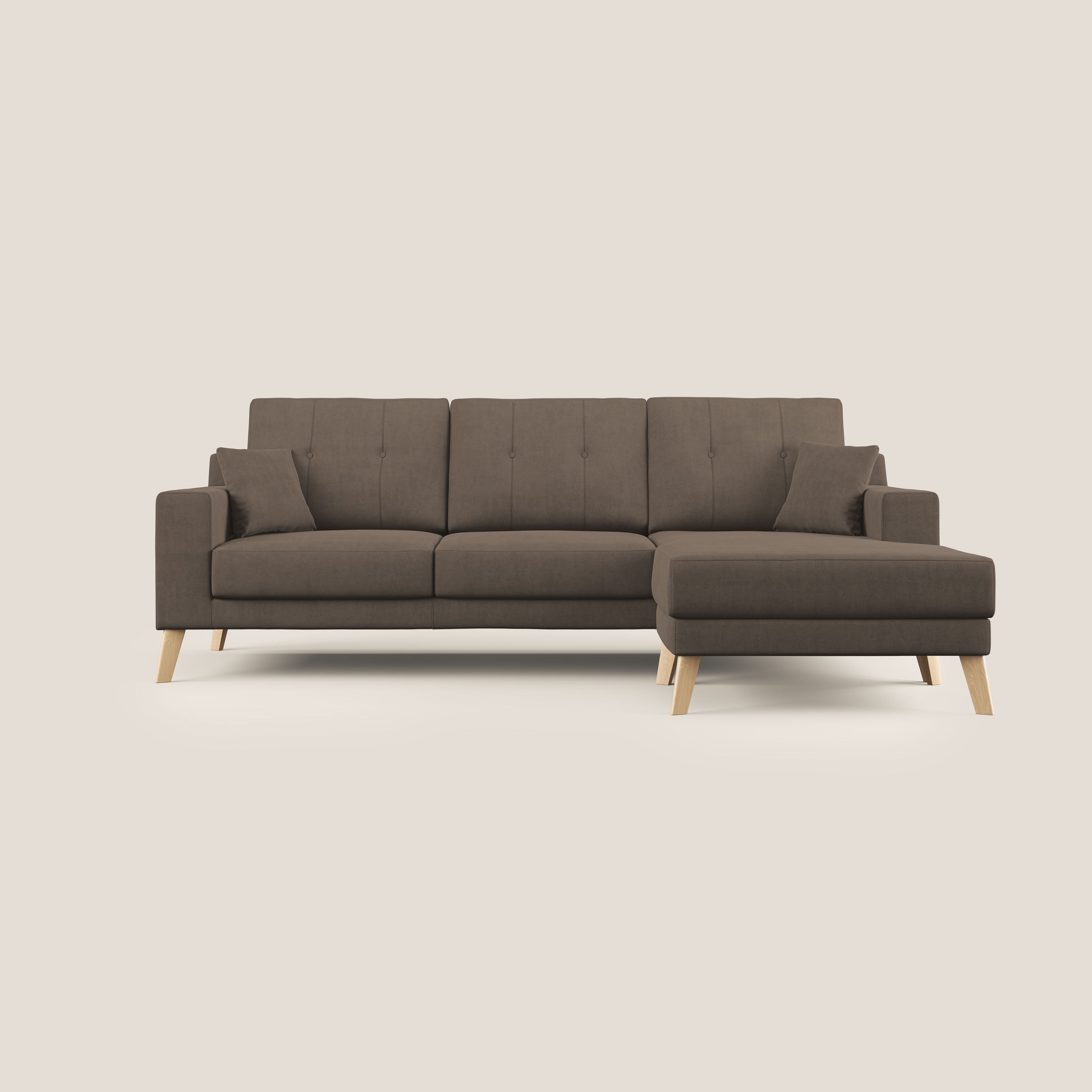 Danish divano angolare REVERSIBILE in tessuto morbido impermeabile T02 marrone - divitt.sbs