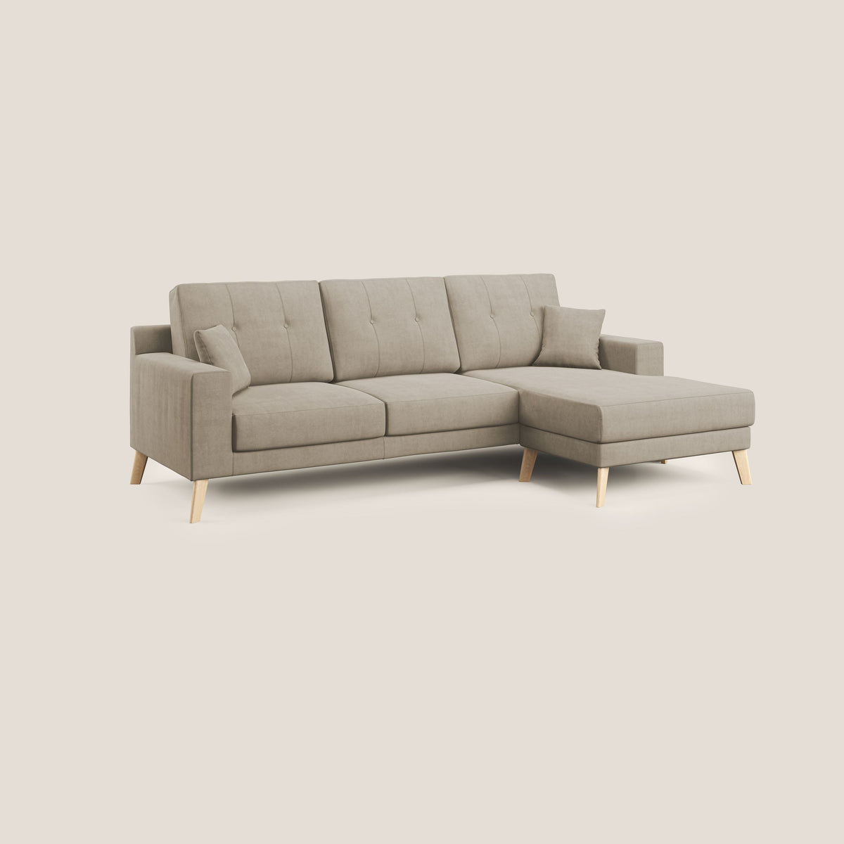 Danish divano angolare REVERSIBILE in tessuto morbido impermeabile T02 beige - divitt.sbs