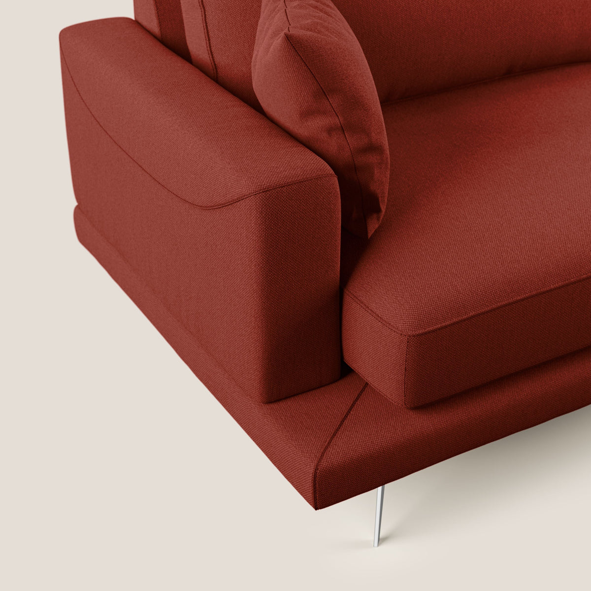Dorian divano moderno in tessuto morbido antimacchia T05 rosso - divitt.sbs