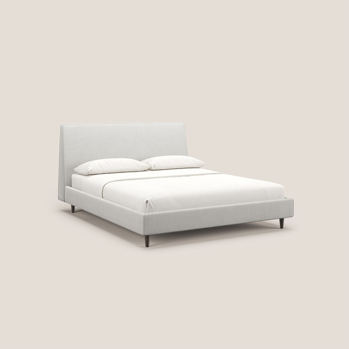 Dorotea letto imbottito con piedi in legno in morbido bouclé impermeabile T07 grigio - divitt.sbs