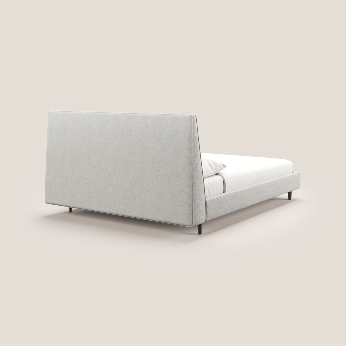 Dorotea letto imbottito con piedi in legno in morbido bouclé impermeabile T07 grigio - divitt.sbs