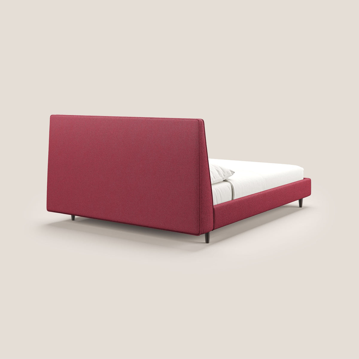 Dorotea letto imbottito con piedi in legno in morbido bouclé impermeabile T07 rosso - divitt.sbs