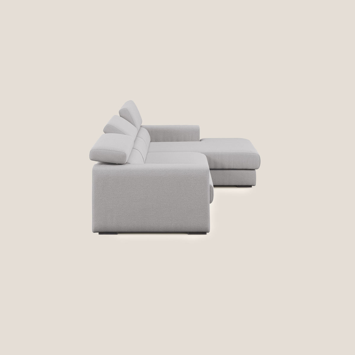 Dylan divano angolare con estraibile a cassettone in tessuto fiammato simil cotone impermeabile T19 grigio - divitt.sbs