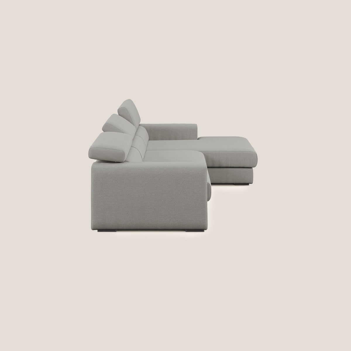 Dylan divano angolare con estraibile a cassettone in tessuto fiammato simil cotone impermeabile T19 beige - divitt.sbs