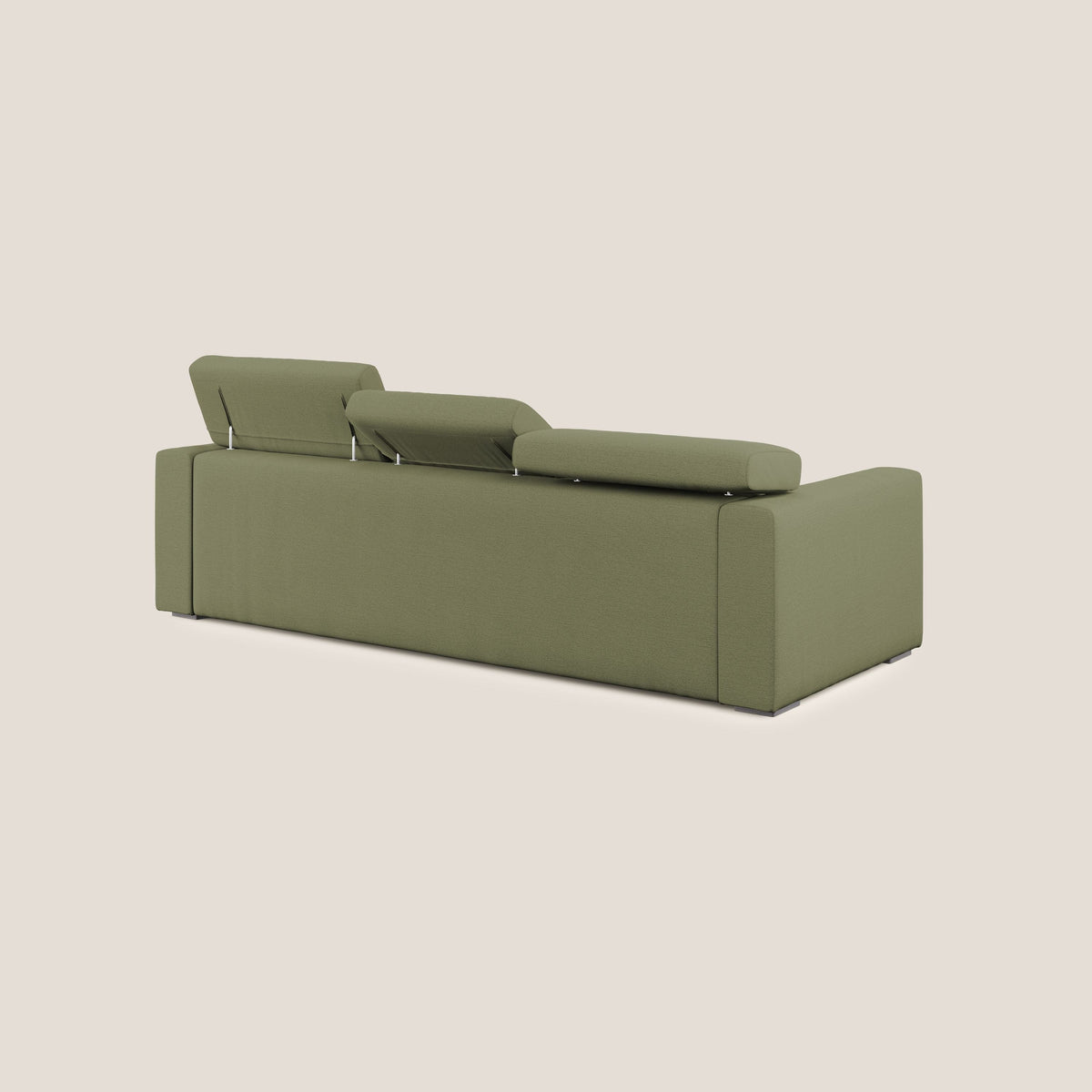 Dylan divano angolare con estraibile a cassettone in tessuto fiammato simil cotone impermeabile T19 verde - divitt.sbs