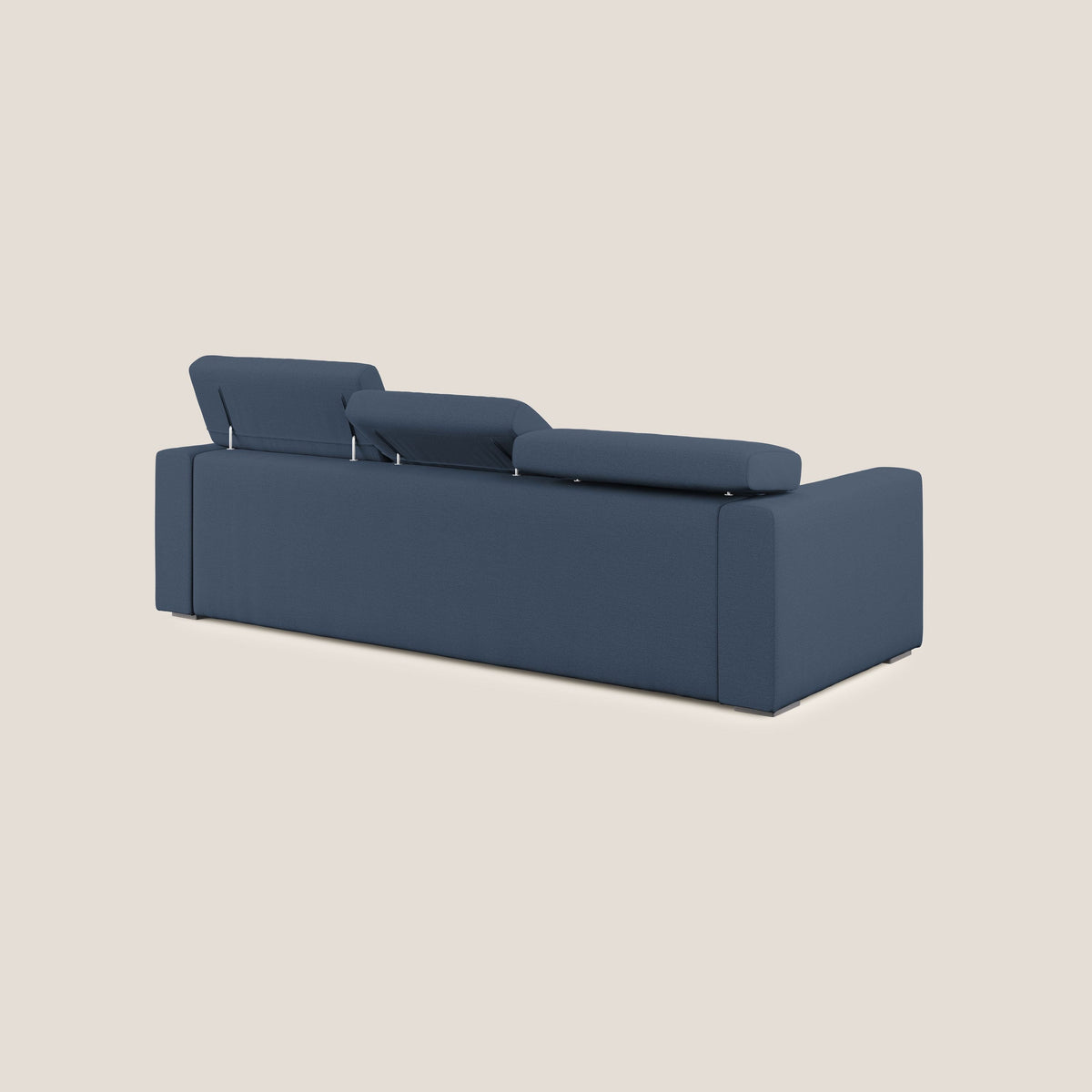 Dylan divano angolare con estraibile a cassettone in tessuto fiammato simil cotone impermeabile T19 blu - divitt.sbs
