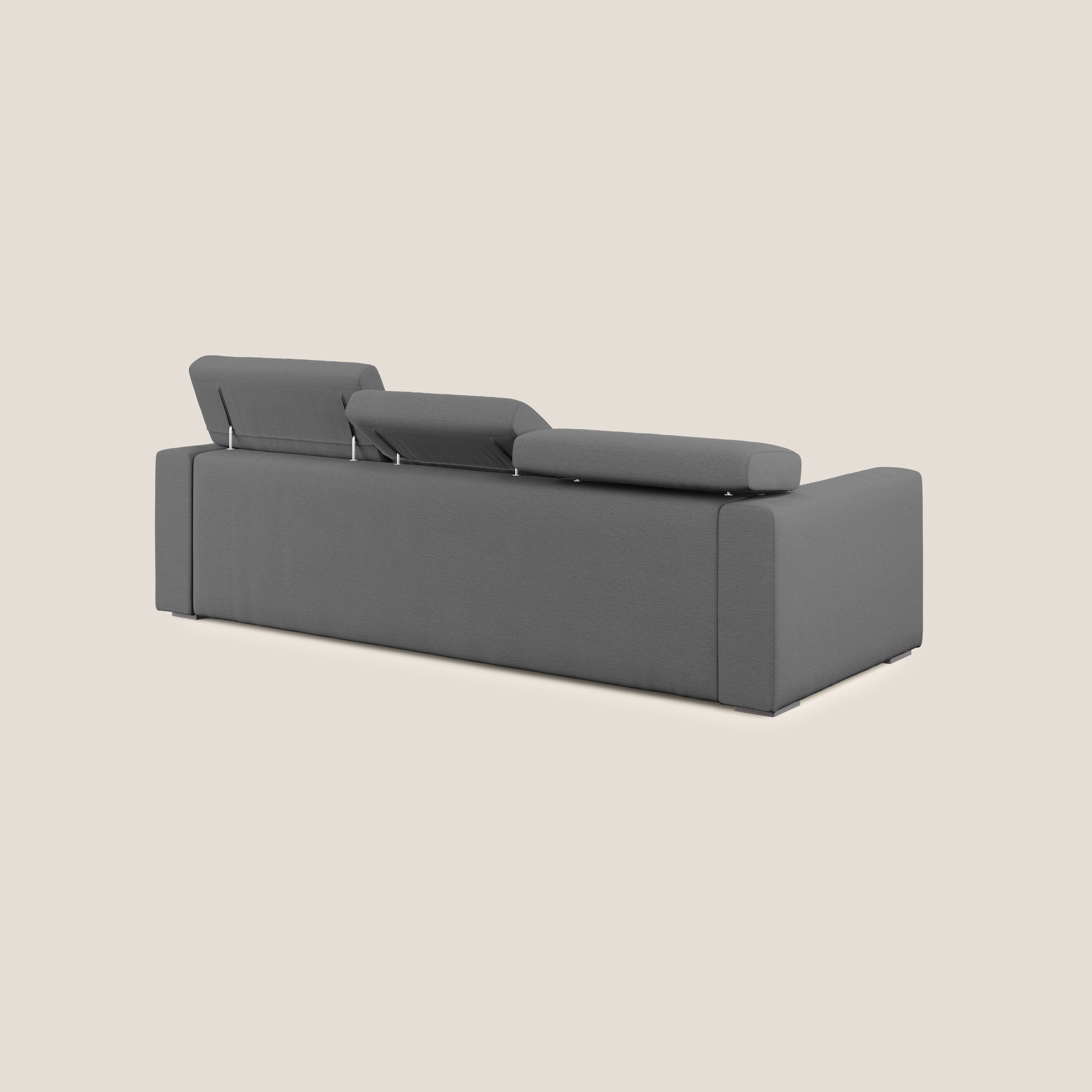 Dylan divano angolare con estraibile a cassettone in tessuto fiammato simil cotone impermeabile T19 antracite - divitt.sbs
