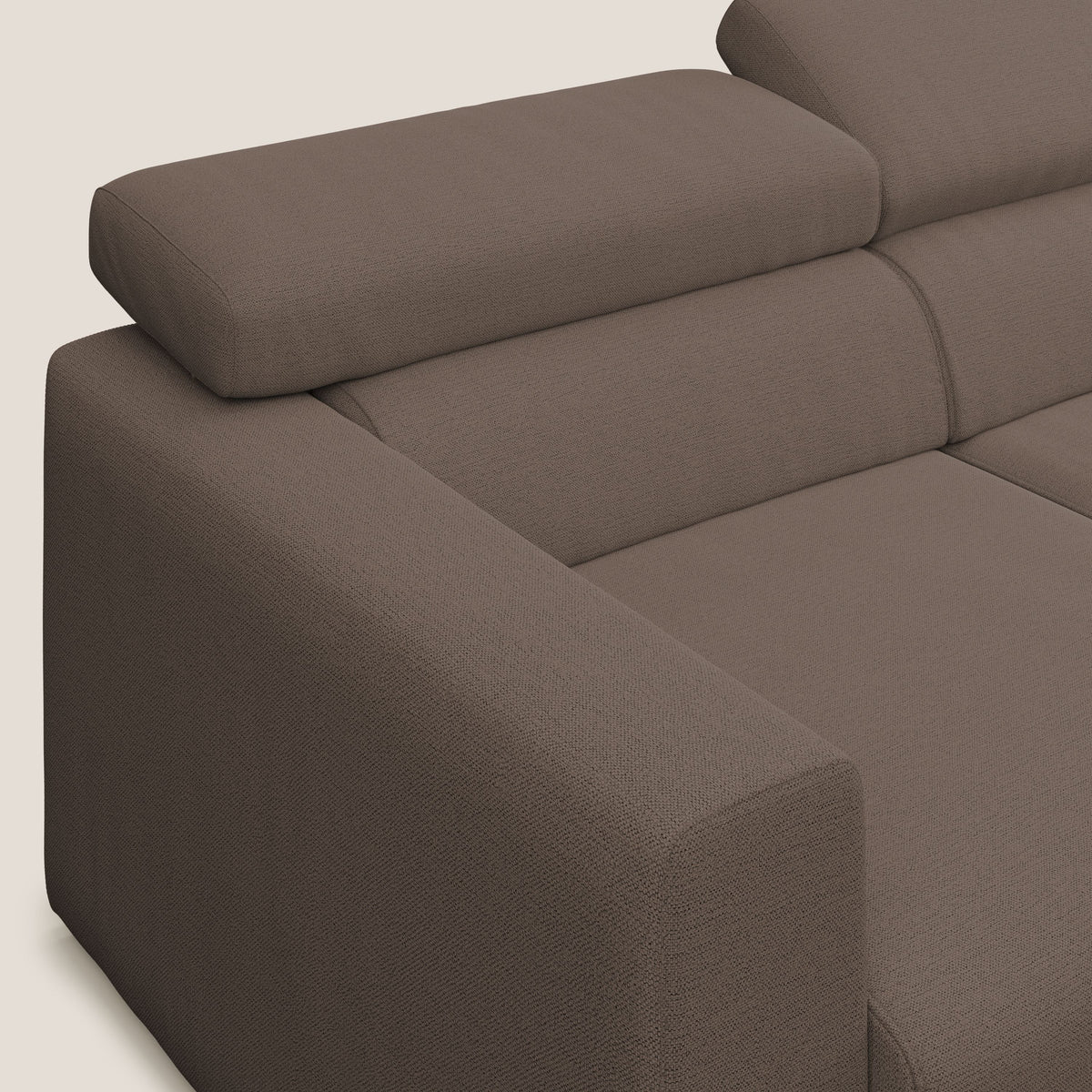 Dylan divano angolare con estraibile a cassettone in tessuto fiammato simil cotone impermeabile T19 marrone - divitt.sbs