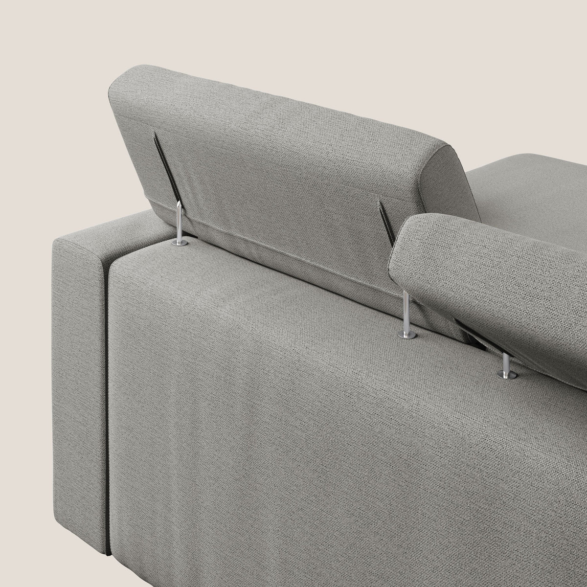 Dylan divano angolare con estraibile a cassettone in tessuto fiammato simil cotone impermeabile T19 beige - divitt.sbs