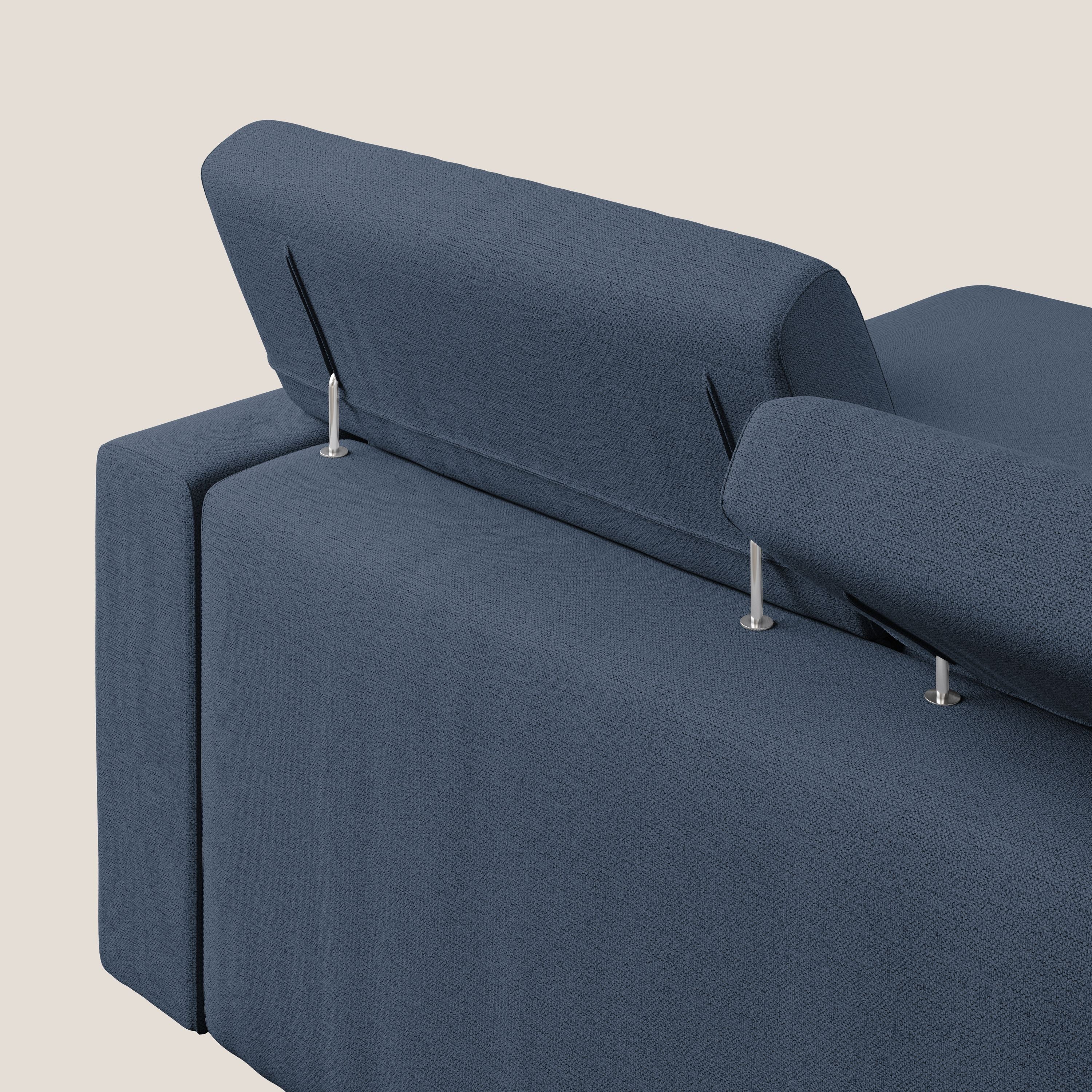 Dylan divano angolare con estraibile a cassettone in tessuto fiammato simil cotone impermeabile T19 blu - divitt.sbs