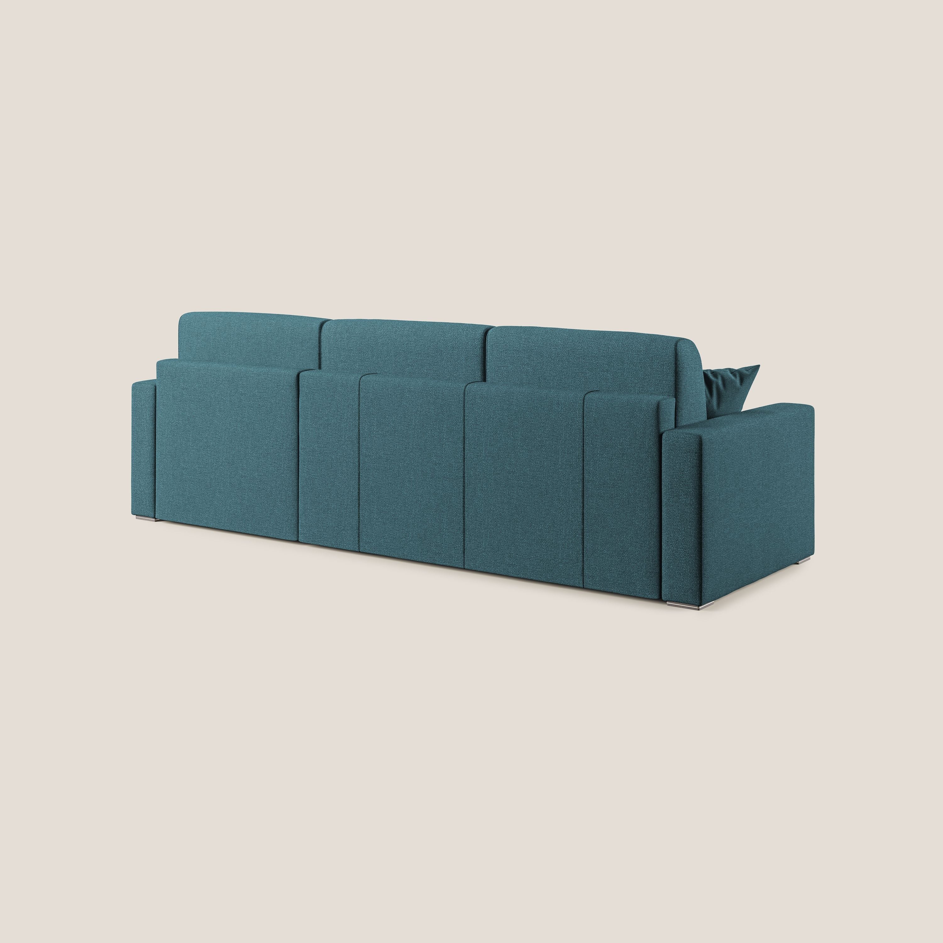 Best Divano letto angolare con penisola in tessuto smacchiabile QuickClean T08 azzurro - divitt.sbs