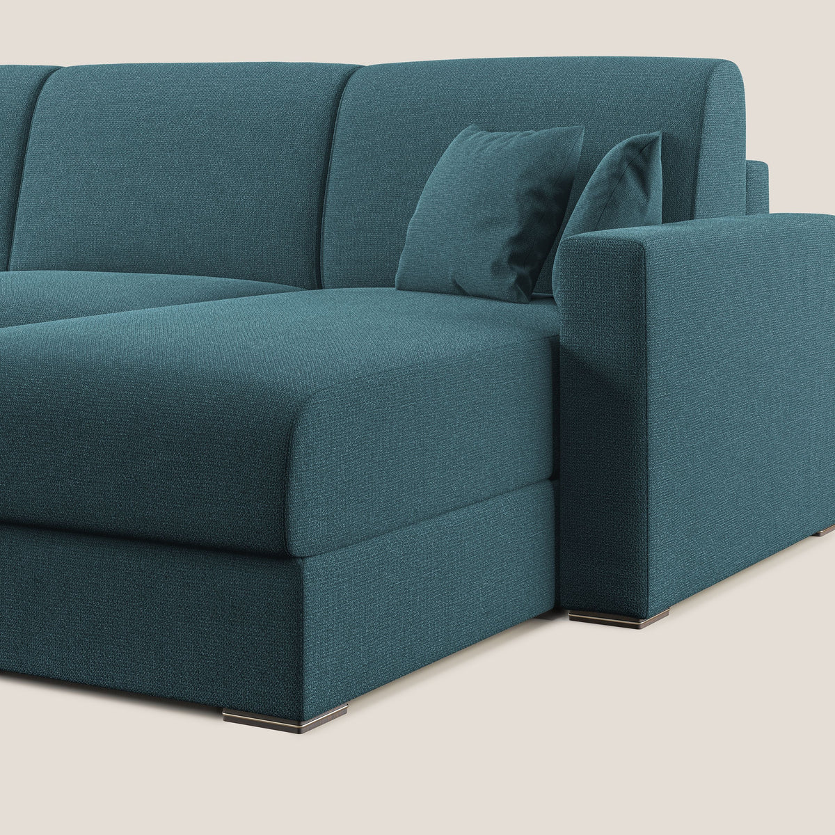 Best Divano letto angolare con penisola in tessuto smacchiabile QuickClean T08 azzurro - divitt.sbs