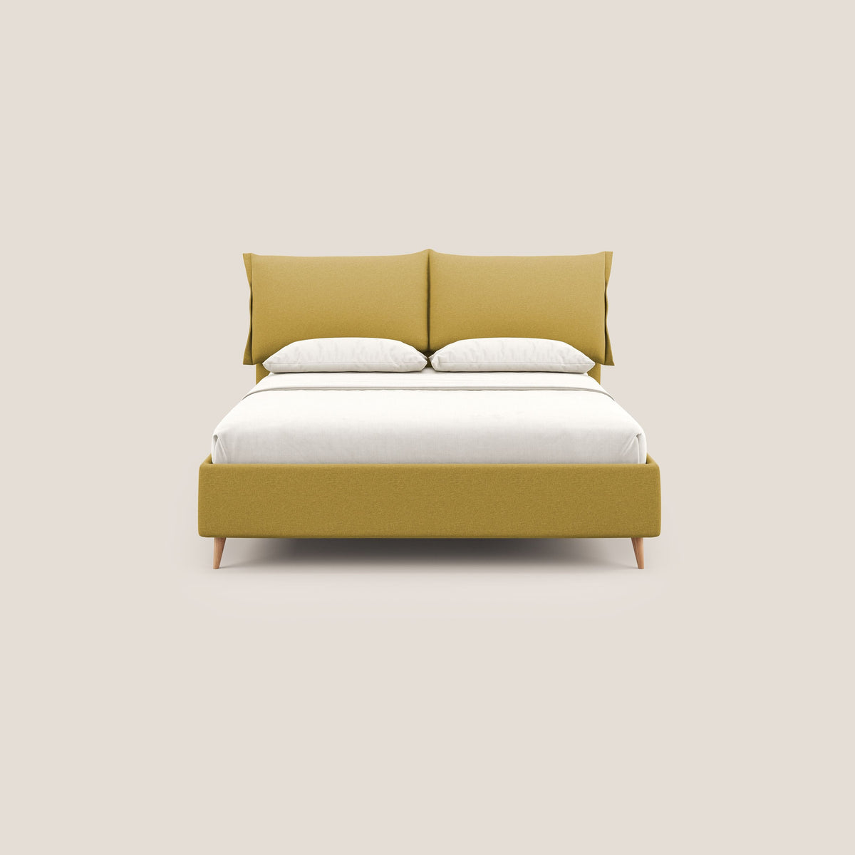 Elettra letto contenitore imbottito e sfoderabile con cuscini testata in tessuto impermeabile T13 giallo - divitt.sbs