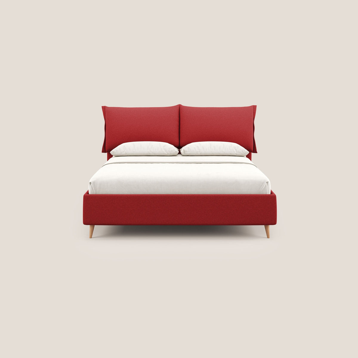 Elettra letto contenitore imbottito e sfoderabile con cuscini testata in tessuto impermeabile T13 rosso - divitt.sbs