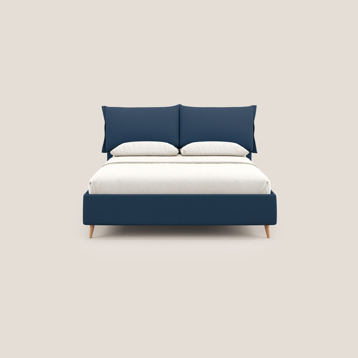 Elettra letto contenitore imbottito e sfoderabile con cuscini testata in tessuto impermeabile T13 blu - divitt.sbs