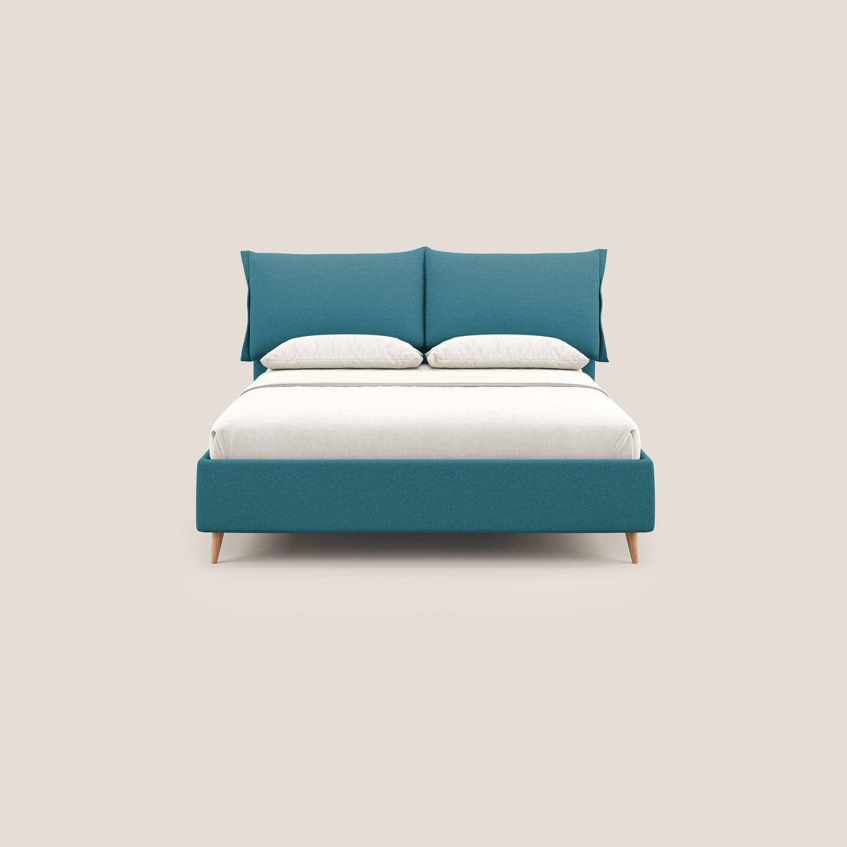 Elettra letto contenitore imbottito e sfoderabile con cuscini testata in tessuto impermeabile T13 azzurro - divitt.sbs