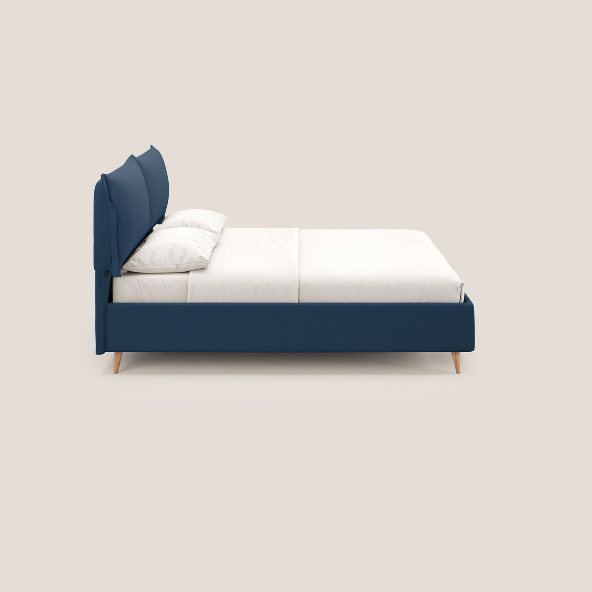 Elettra letto contenitore imbottito e sfoderabile con cuscini testata in tessuto impermeabile T13 blu - divitt.sbs