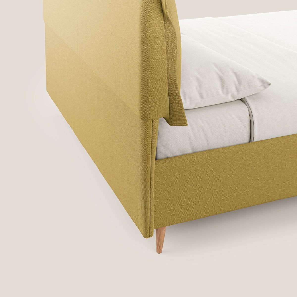 Elettra letto contenitore imbottito e sfoderabile con cuscini testata in tessuto impermeabile T13 giallo - divitt.sbs