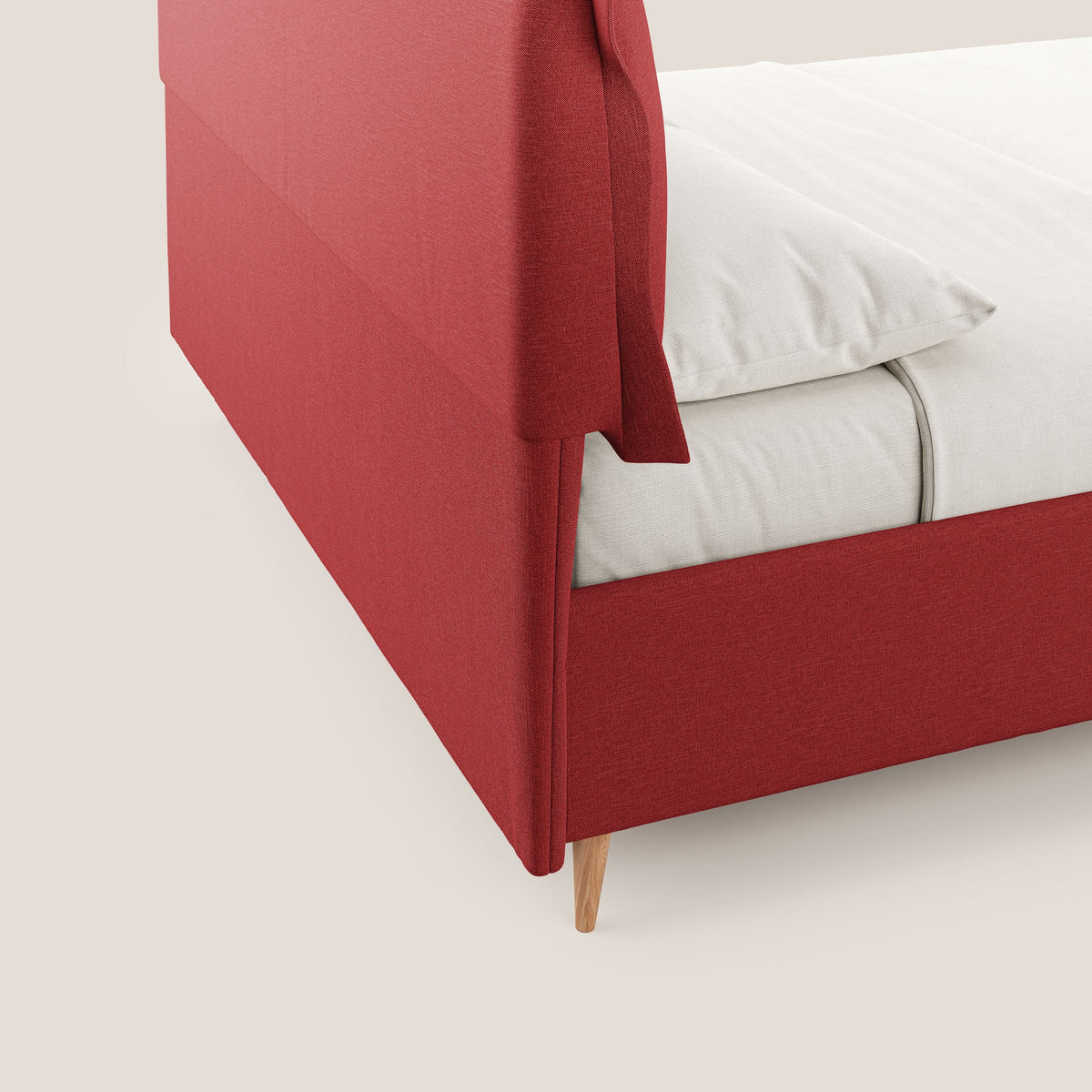Elettra letto contenitore imbottito e sfoderabile con cuscini testata in tessuto impermeabile T13 rosso - divitt.sbs
