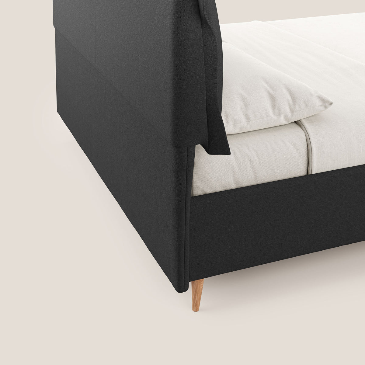 Elettra letto contenitore imbottito e sfoderabile con cuscini testata in tessuto impermeabile T13 antracite - divitt.sbs