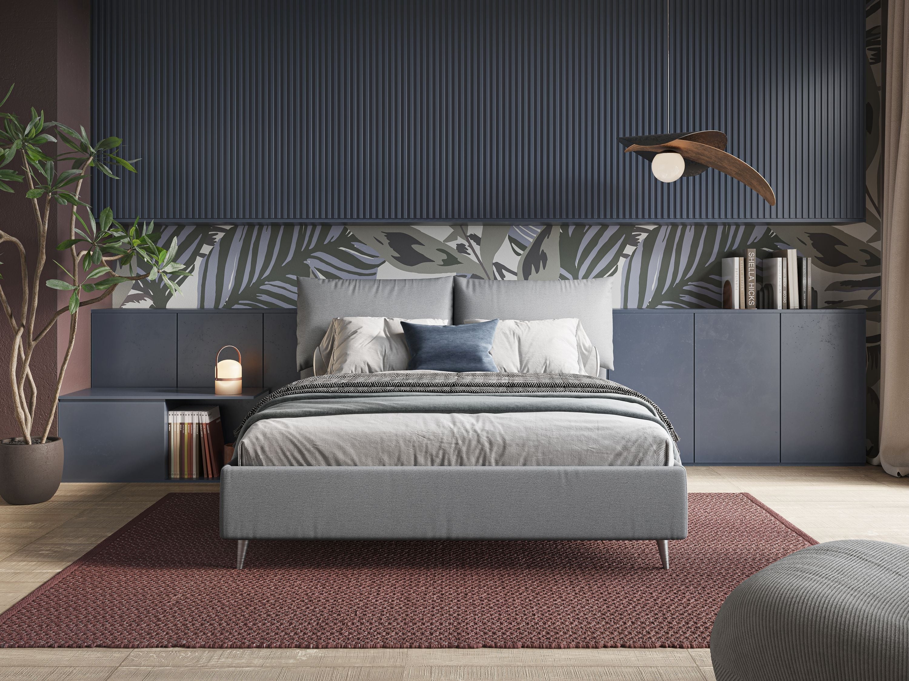 Elsa letto imbottito con vano contenitore in tessuto smacchiabile T05 grigio - divitt.sbs