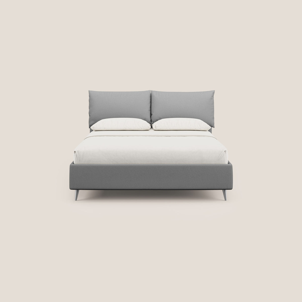 Elsa letto imbottito con vano contenitore in tessuto smacchiabile T05 grigio - divitt.sbs