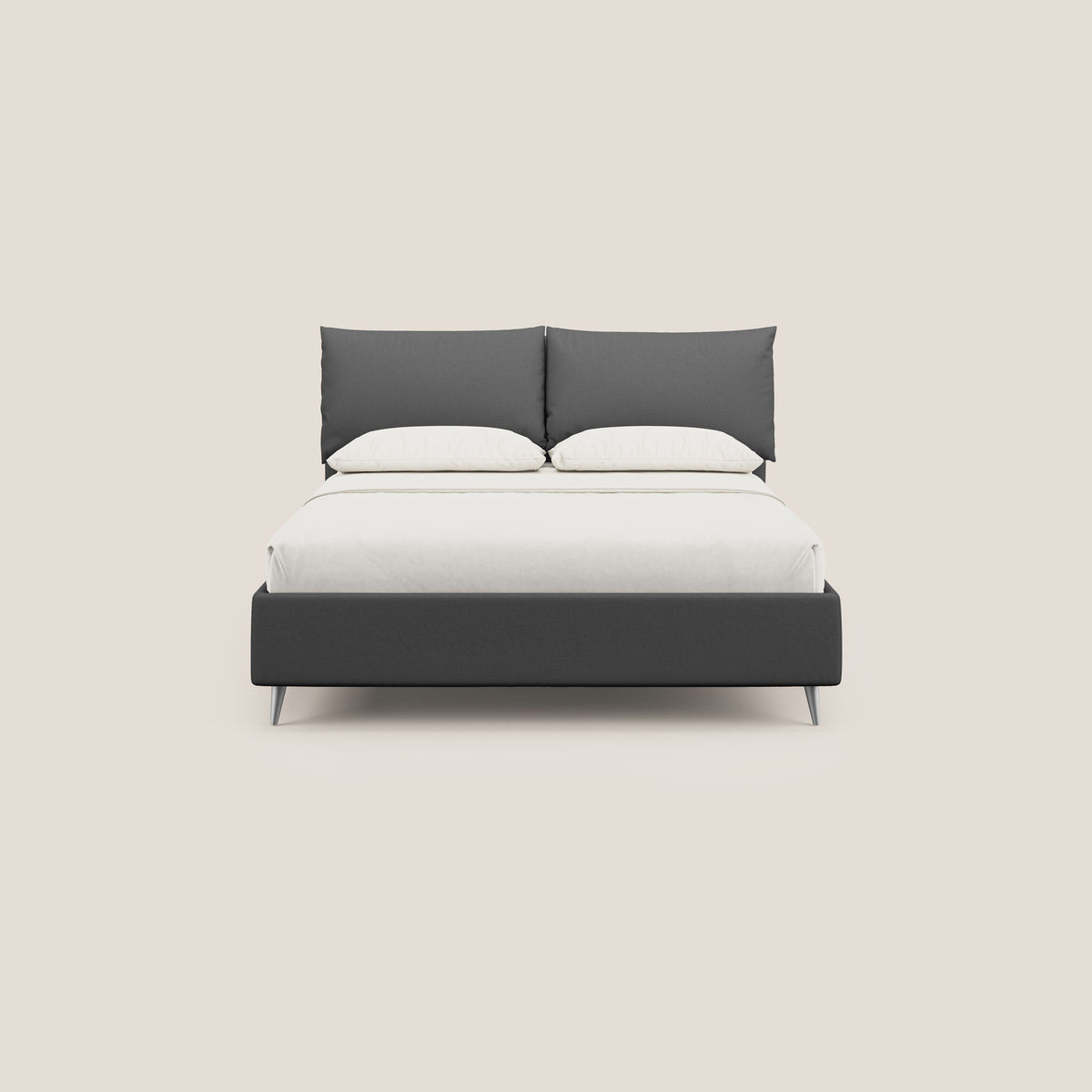 Elsa letto imbottito con vano contenitore in tessuto smacchiabile T05 antracite - divitt.sbs