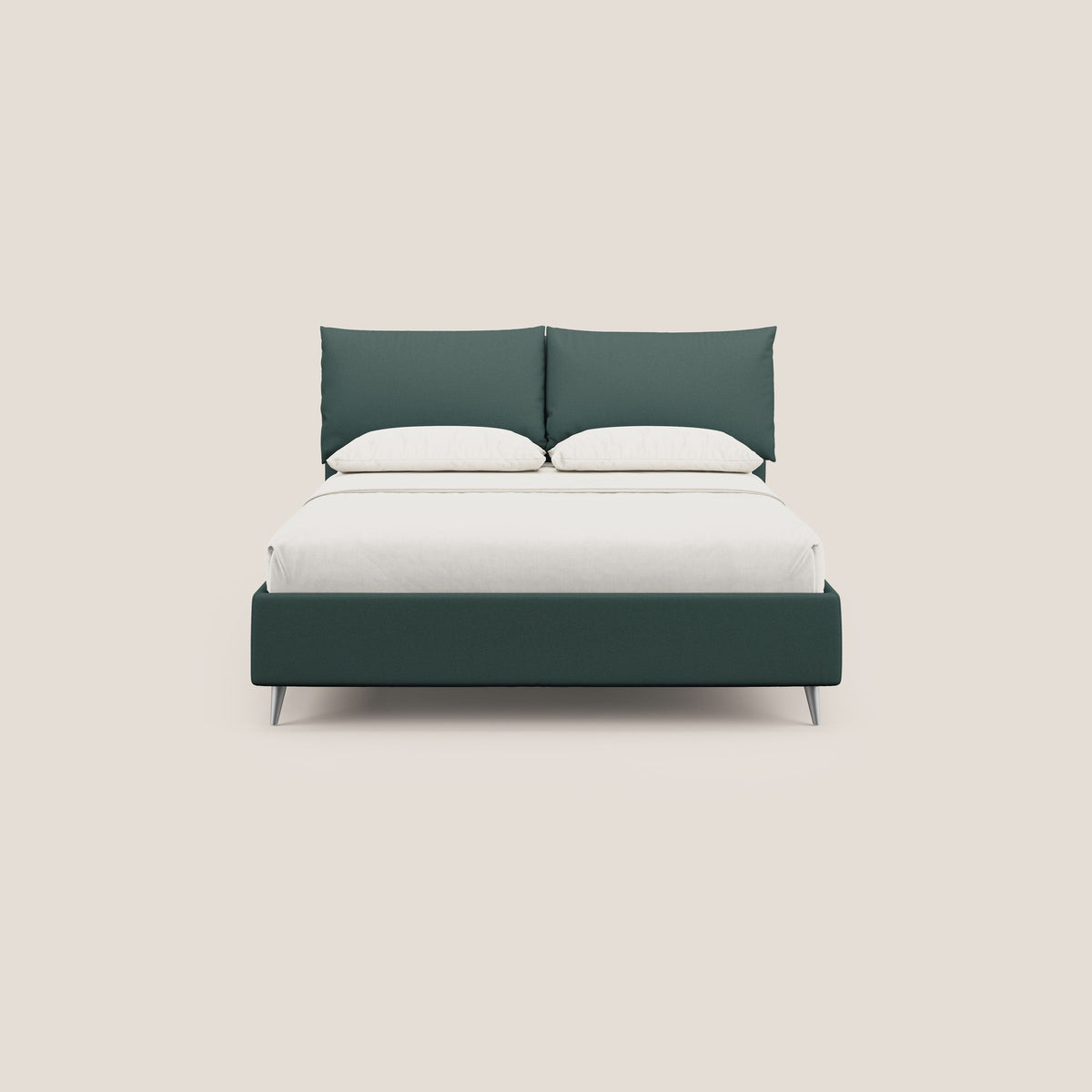 Elsa letto imbottito con vano contenitore in tessuto smacchiabile T05 verde - divitt.sbs