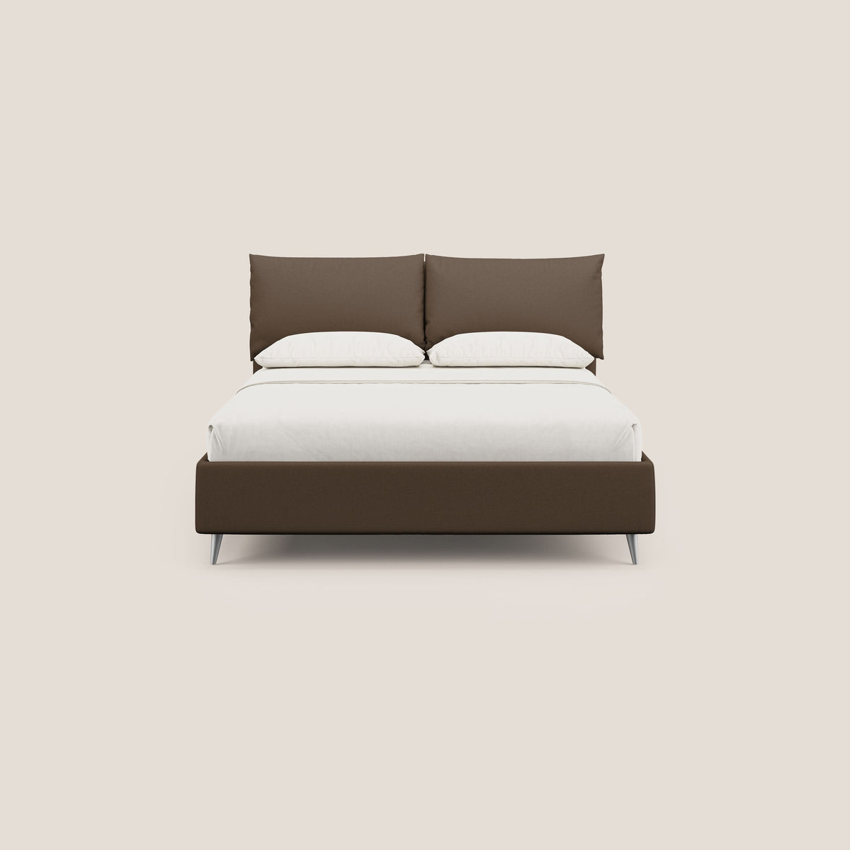 Elsa letto imbottito con vano contenitore in tessuto smacchiabile T05 marrone - divitt.sbs