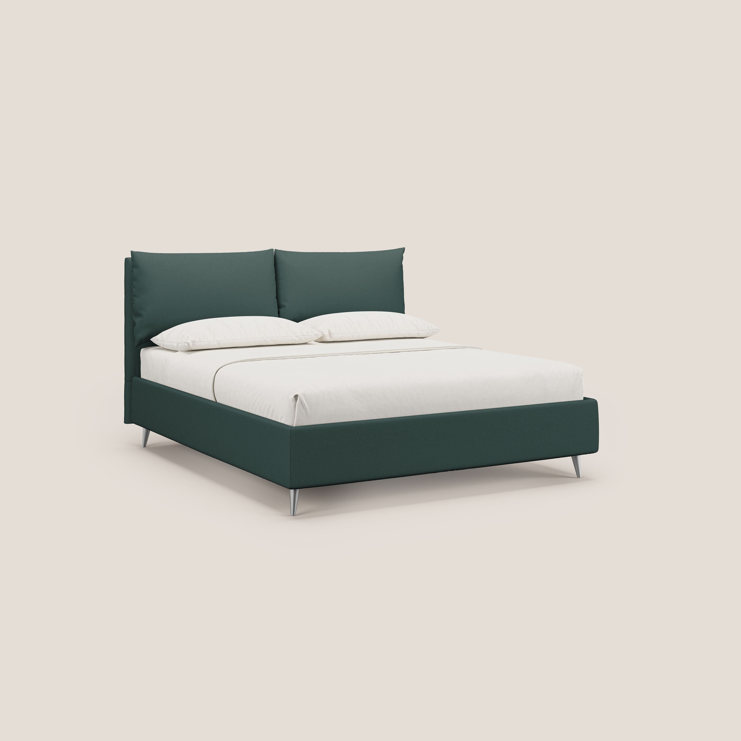 Elsa letto imbottito con vano contenitore in tessuto smacchiabile T05 verde - divitt.sbs