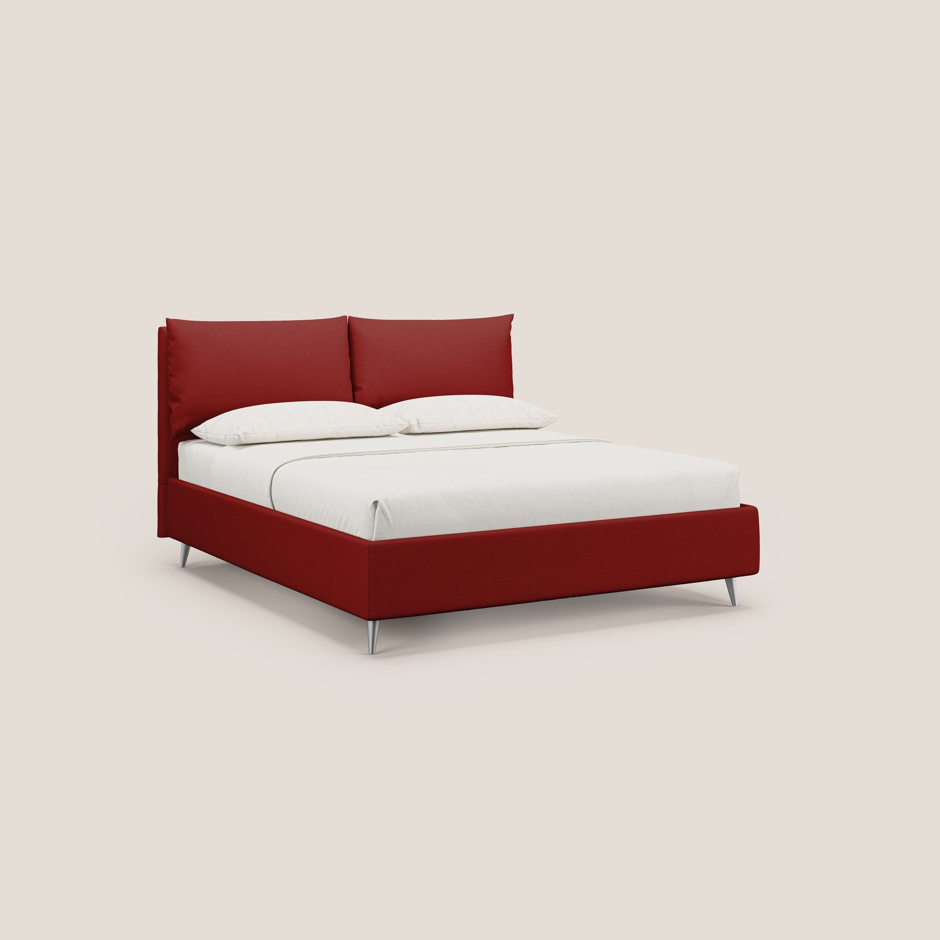 Elsa letto imbottito con vano contenitore in tessuto smacchiabile T05 rosso - divitt.sbs
