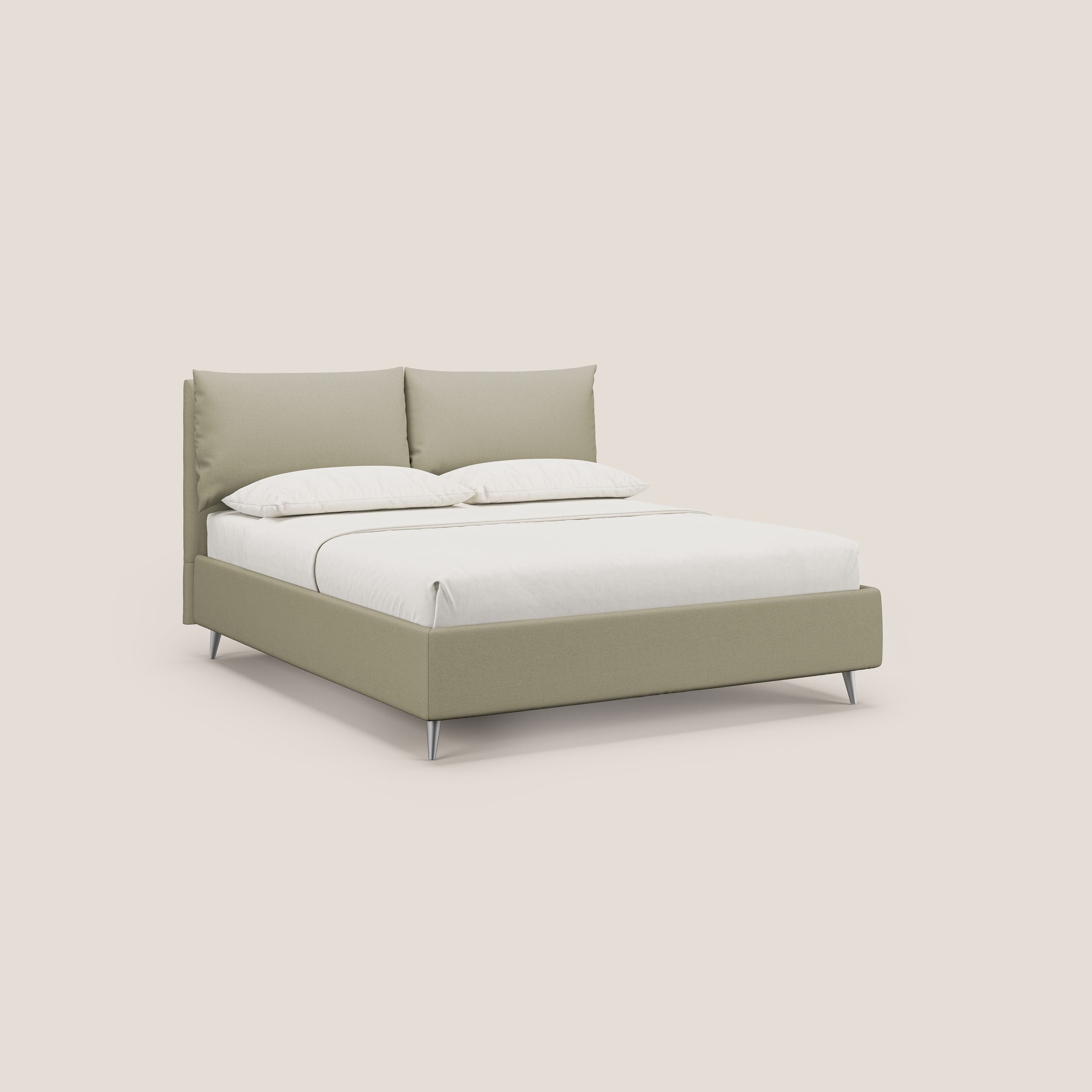 Elsa letto imbottito con vano contenitore in tessuto smacchiabile T05 panna - divitt.sbs