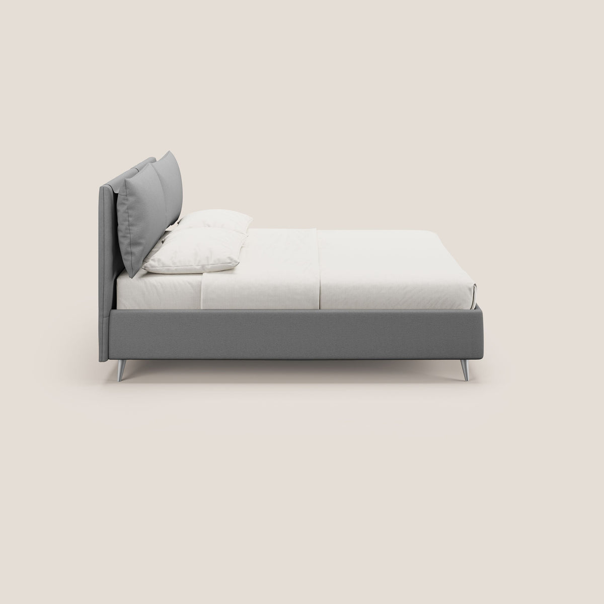 Elsa letto imbottito con vano contenitore in tessuto smacchiabile T05 grigio - divitt.sbs