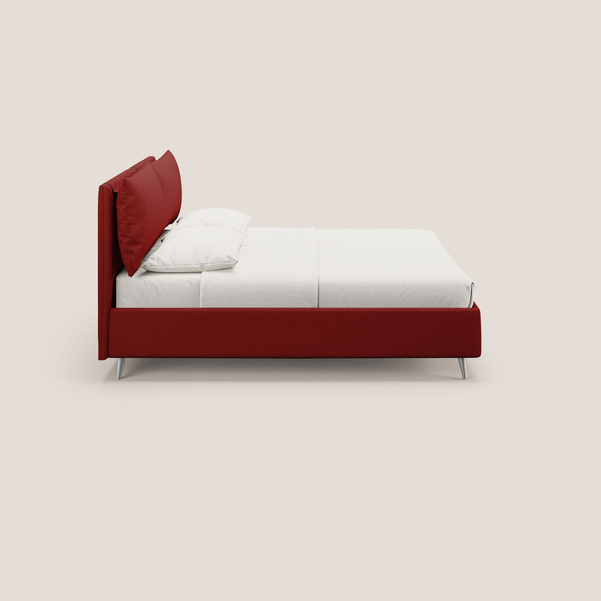 Elsa letto imbottito con vano contenitore in tessuto smacchiabile T05 rosso - divitt.sbs