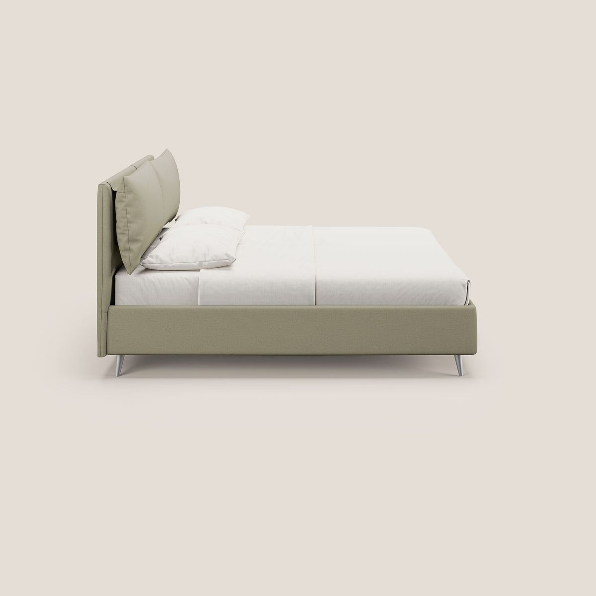 Elsa letto imbottito con vano contenitore in tessuto smacchiabile T05 panna - divitt.sbs