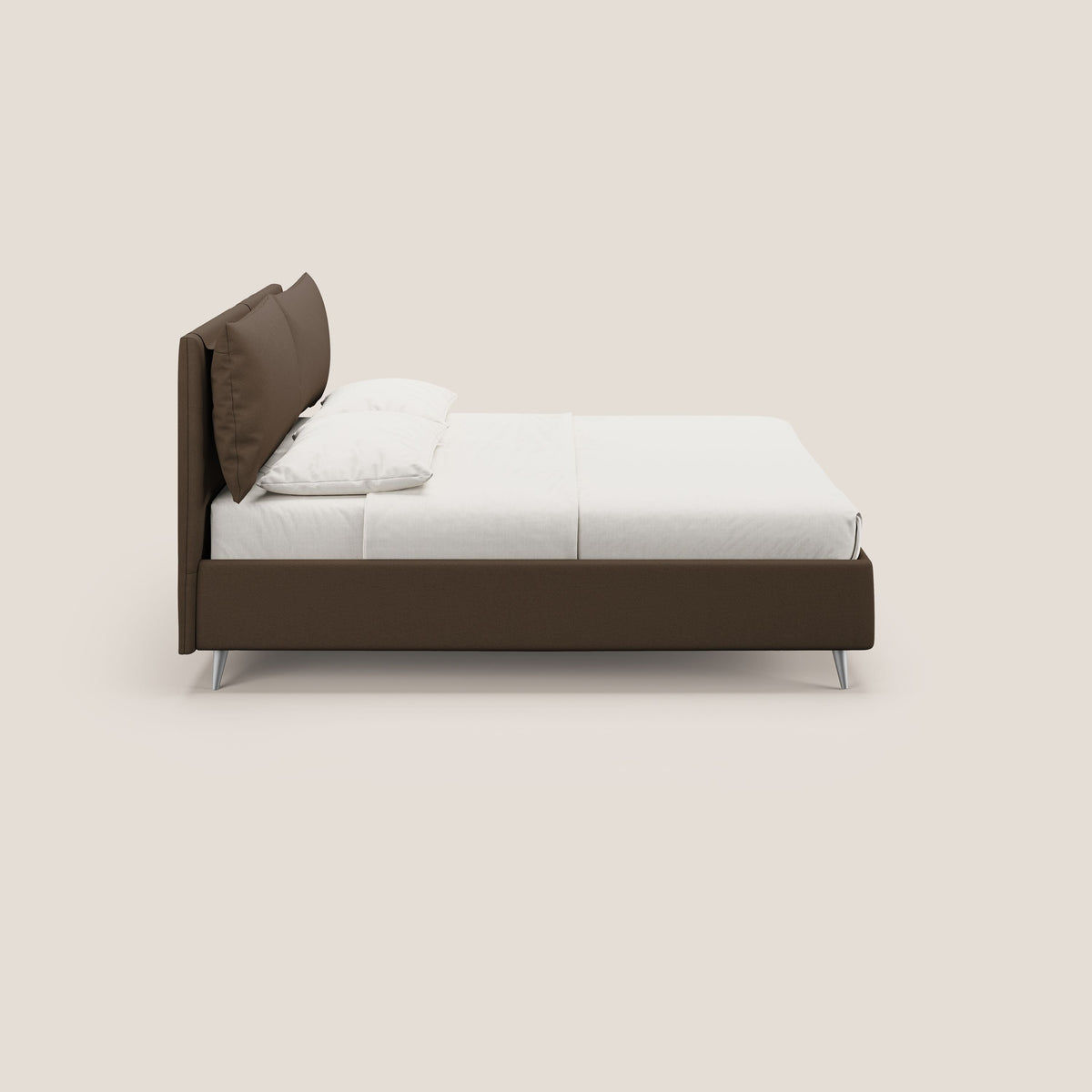 Elsa letto imbottito con vano contenitore in tessuto smacchiabile T05 marrone - divitt.sbs