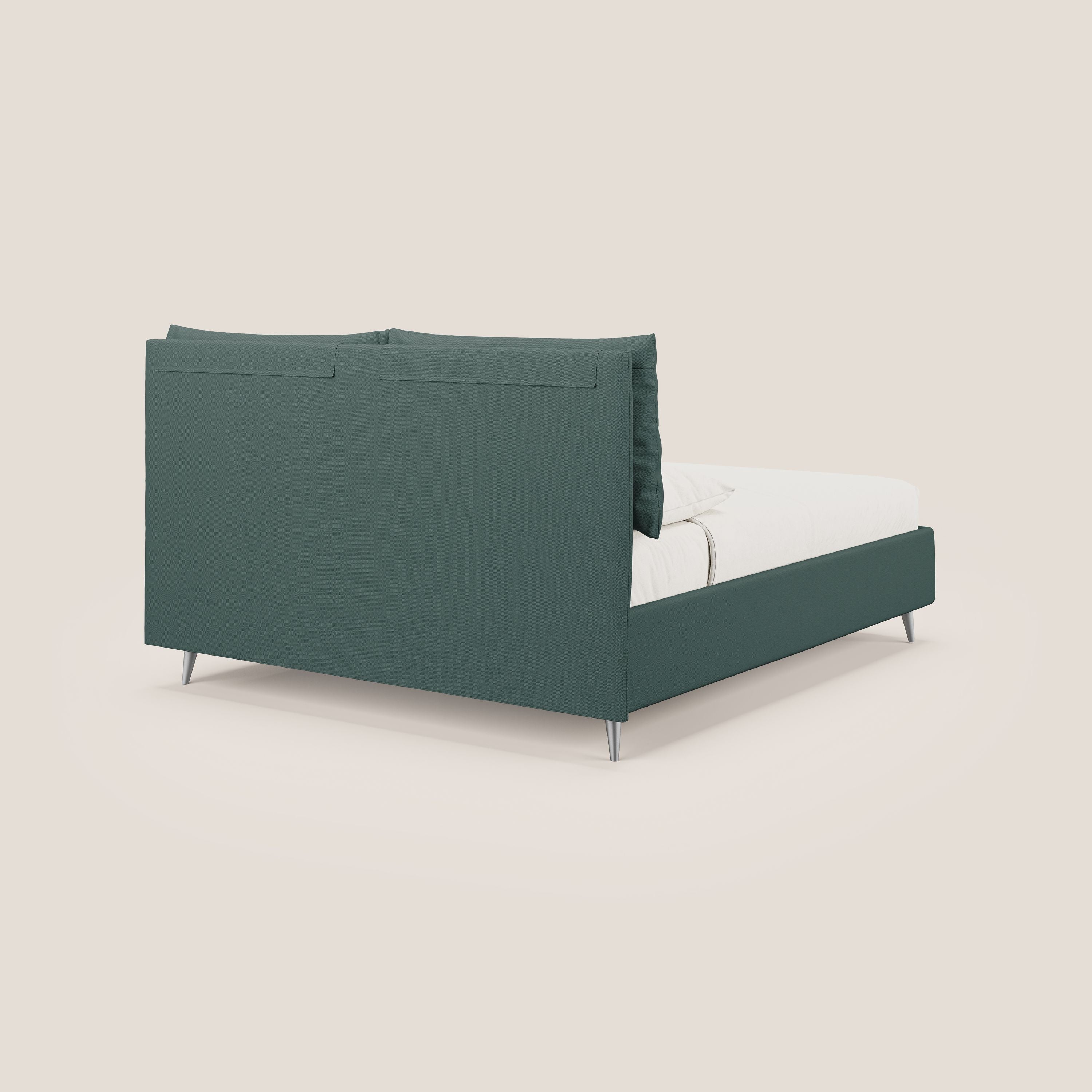 Elsa letto imbottito con vano contenitore in tessuto smacchiabile T05 verde - divitt.sbs