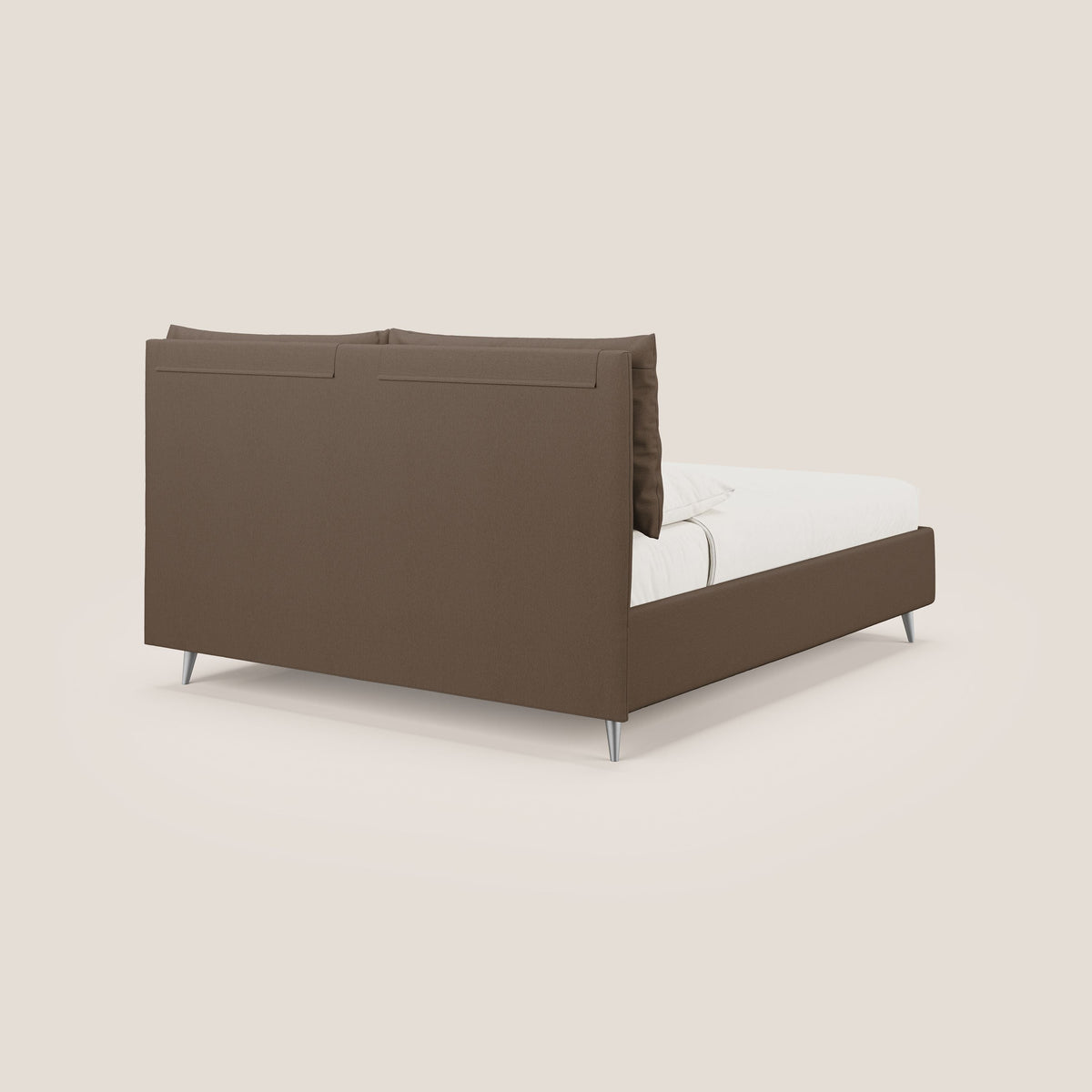Elsa letto imbottito con vano contenitore in tessuto smacchiabile T05 marrone - divitt.sbs