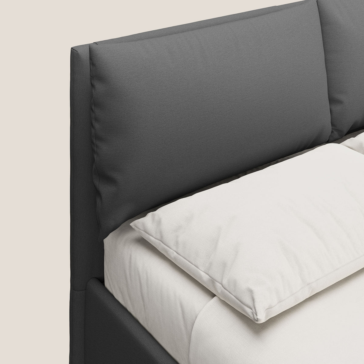 Elsa letto imbottito con vano contenitore in tessuto smacchiabile T05 antracite - divitt.sbs