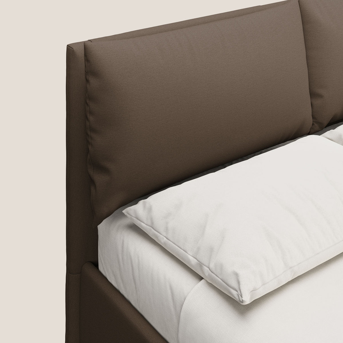 Elsa letto imbottito con vano contenitore in tessuto smacchiabile T05 marrone - divitt.sbs