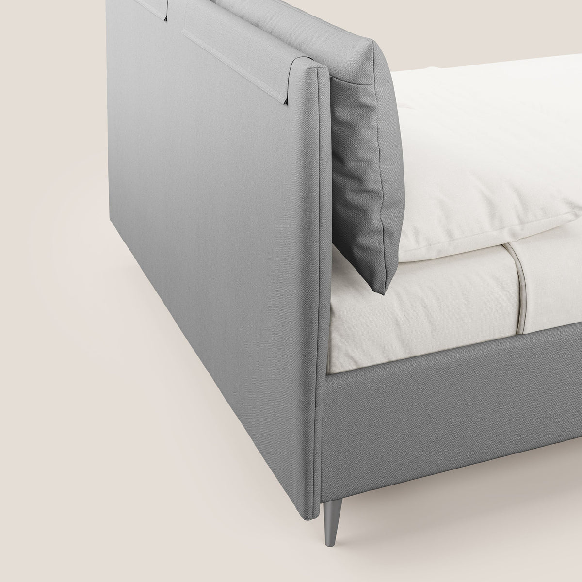 Elsa letto imbottito con vano contenitore in tessuto smacchiabile T05 grigio - divitt.sbs