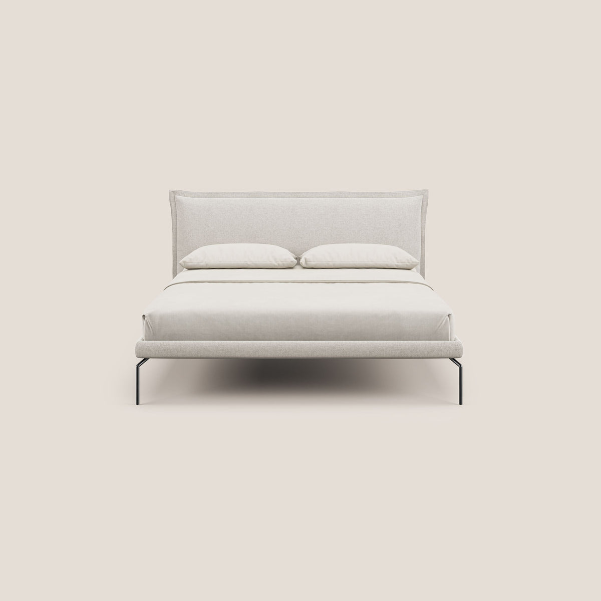 Eric letto imbottito design minimal in morbido tessuto impermeabile T14 panna - divitt.sbs