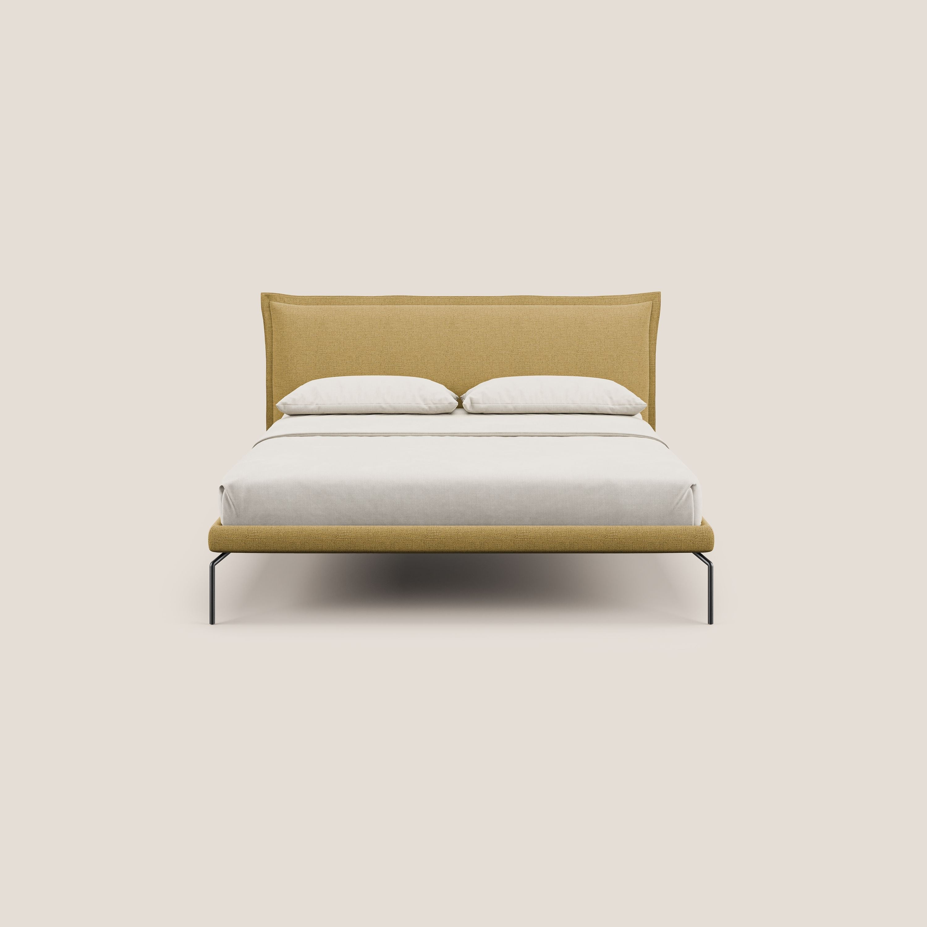 Eric letto imbottito design minimal in morbido tessuto impermeabile T14 giallo - divitt.sbs