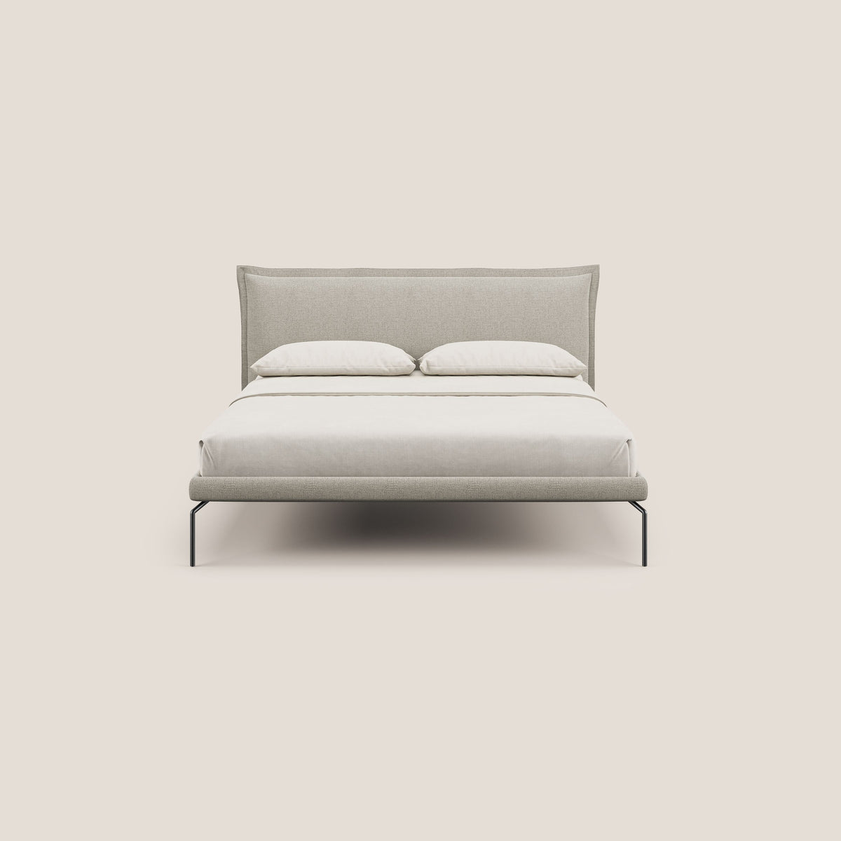 Eric letto imbottito design minimal in morbido tessuto impermeabile T14 tortora - divitt.sbs