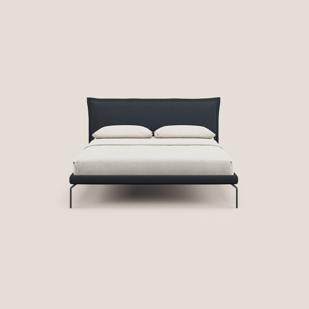 Eric letto imbottito design minimal in morbido tessuto impermeabile T14 blu - divitt.sbs