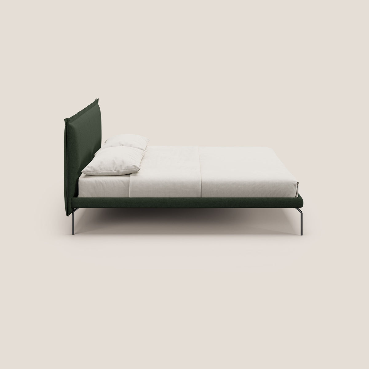 Eric letto imbottito design minimal in morbido tessuto impermeabile T14 verde - divitt.sbs