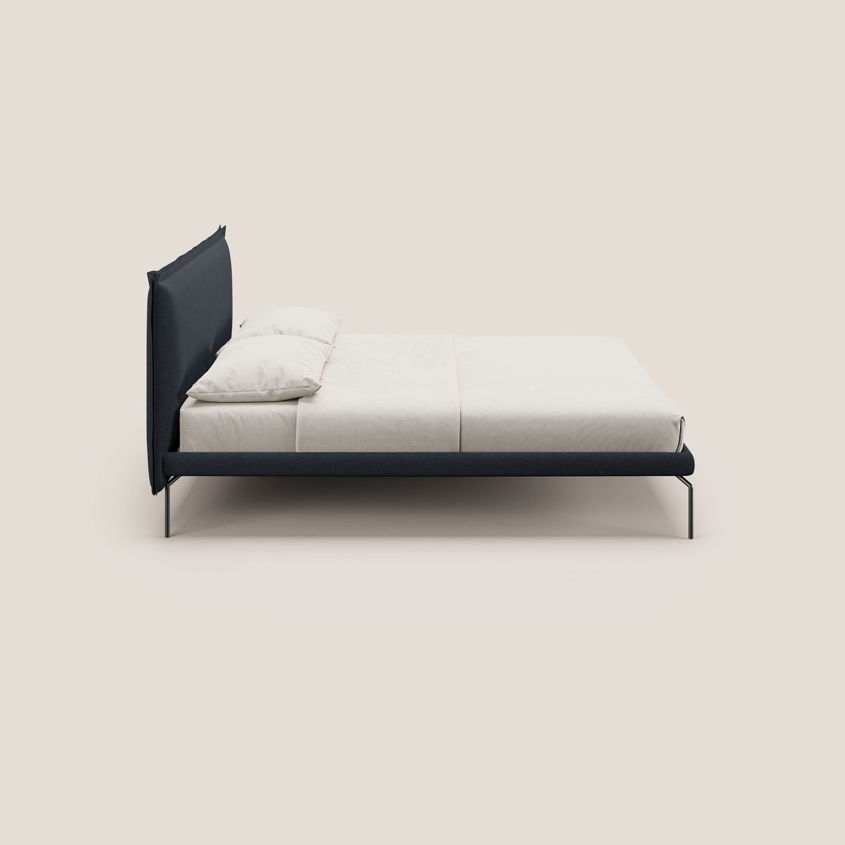 Eric letto imbottito design minimal in morbido tessuto impermeabile T14 blu - divitt.sbs